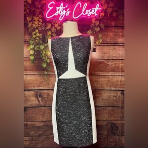 Ivanka Trump Black and White Geometric Midi Dress